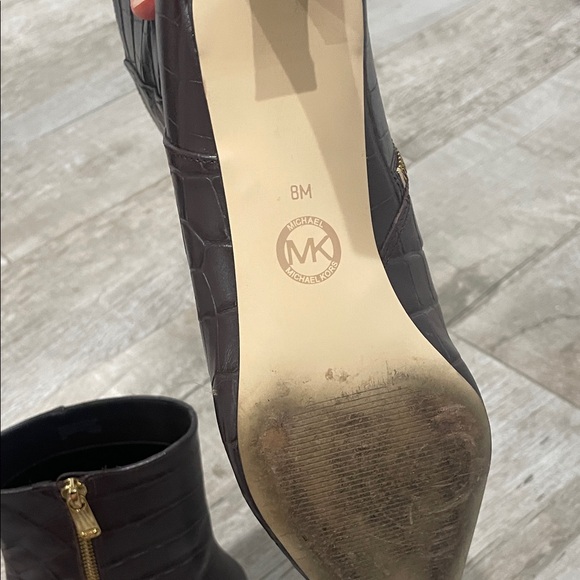 MICHAEL Michael Kors Dark Brown Croc-Embossed Booties - Picture 3 of 3